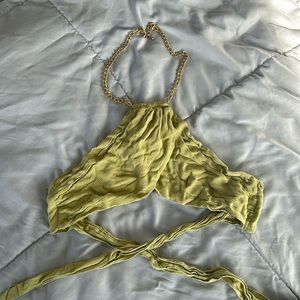Green SHEIN going out top with chain halter
